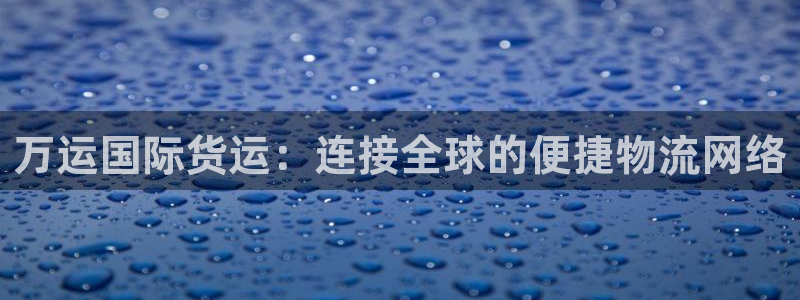 k豆钱包正规吗：万运国际货运：连接全球的便捷物流网络